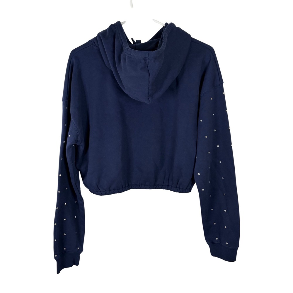 Dallas Cowboys Rhinestone Cropped Hoodie Women's XS Navy Blue NFL Pullover - Picture 3 of 13